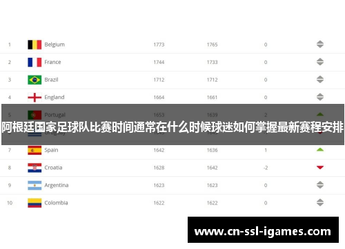 阿根廷国家足球队比赛时间通常在什么时候球迷如何掌握最新赛程安排